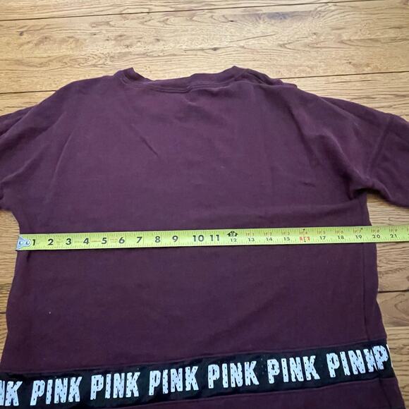Victoria’s Secret PINK Maroon Long Sleeve Crewneck Shirt Sz S PINK Spellout - Picture 5 of 9